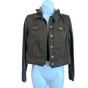 Y2K LEI Army Olive Green Juniors Hooded Jacket Juniors Size Small